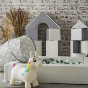Neutralių spalvų Soft Play mobili žaidimų aikštelė