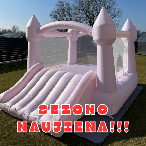Rožinis batutas "Princesių Pilis" - Jūsų mažųjų princesių šventėms