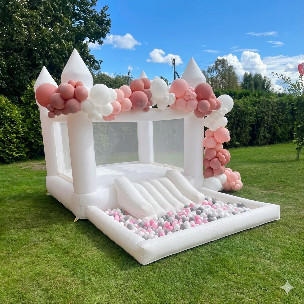 Baltas batutas su kamuoliukais